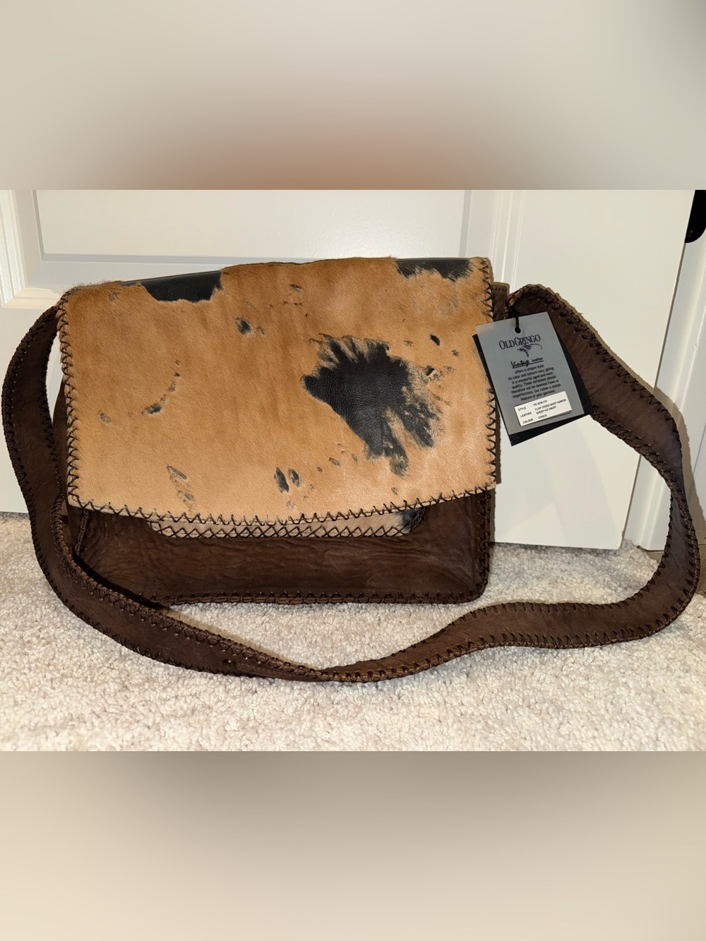 Old Gringo Tan & Black Hair-on-Hide Leather Messenger Bag
